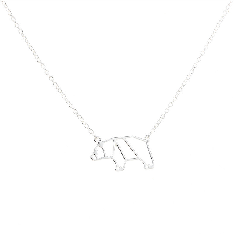 New Necklace Origami Panda Necklace Environmental Protection Alloy Plating Gold Silver Animal Cubs Necklace Clavicle Chain display picture 11