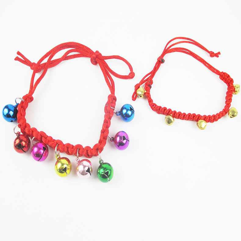 批發寵物鈴铛項圈 手工繩編時尚貓咪兔子可調節項圈 魯寵兔鈴脖圈