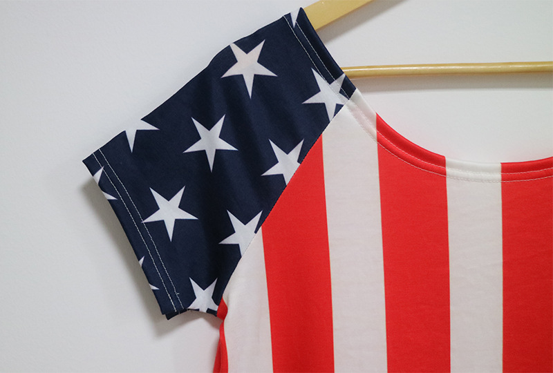 Color Block Irregular Stripe Dress American Flag Design Short Length Trendy Style Perfect for Parties and