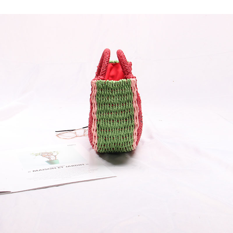 Unisex Medium Straw Watermelon Cute Streetwear Semicircle String Straw Bag display picture 3