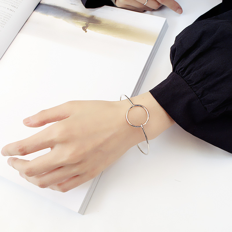 fashion simple hollow round geometric open alloy bracelet