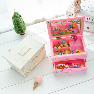 girl children Cosmetic mirror Jewelry box Clockwork Music box The music box originality rotate dance student graduation gift