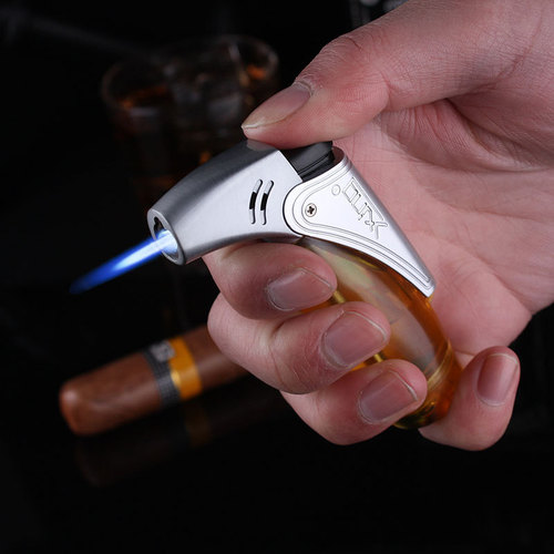 Silver Star Woodpecker transparent visible gas micro spray welding gun inflatable direct high pressure windproof lighter blue flame