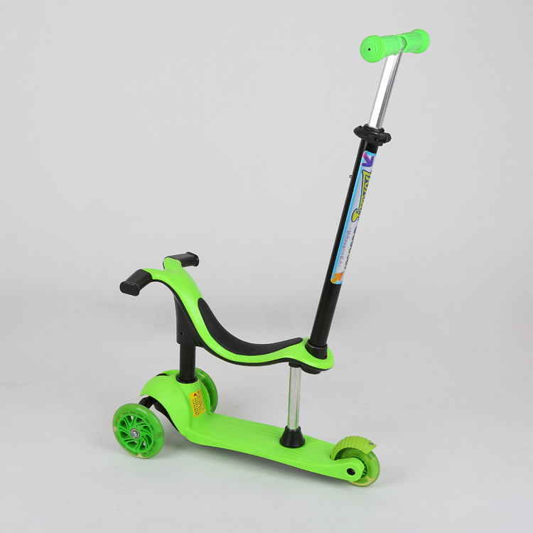scooter二合一儿童三轮滑板车可升降可拆卸两用闪光PU轮脚踏板车