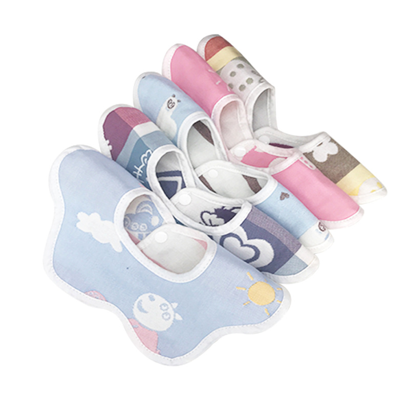 嬰兒圍嘴防水口水圍兜寶寶口水巾360度旋轉純棉六層紗布母嬰用品