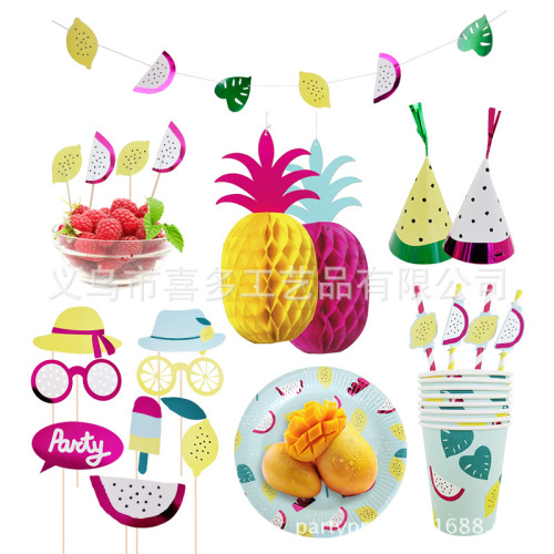 Summer theme party decorations watermelon paper umbrella sign small flower umbrella sign fruit sign drink juice cocktail sign