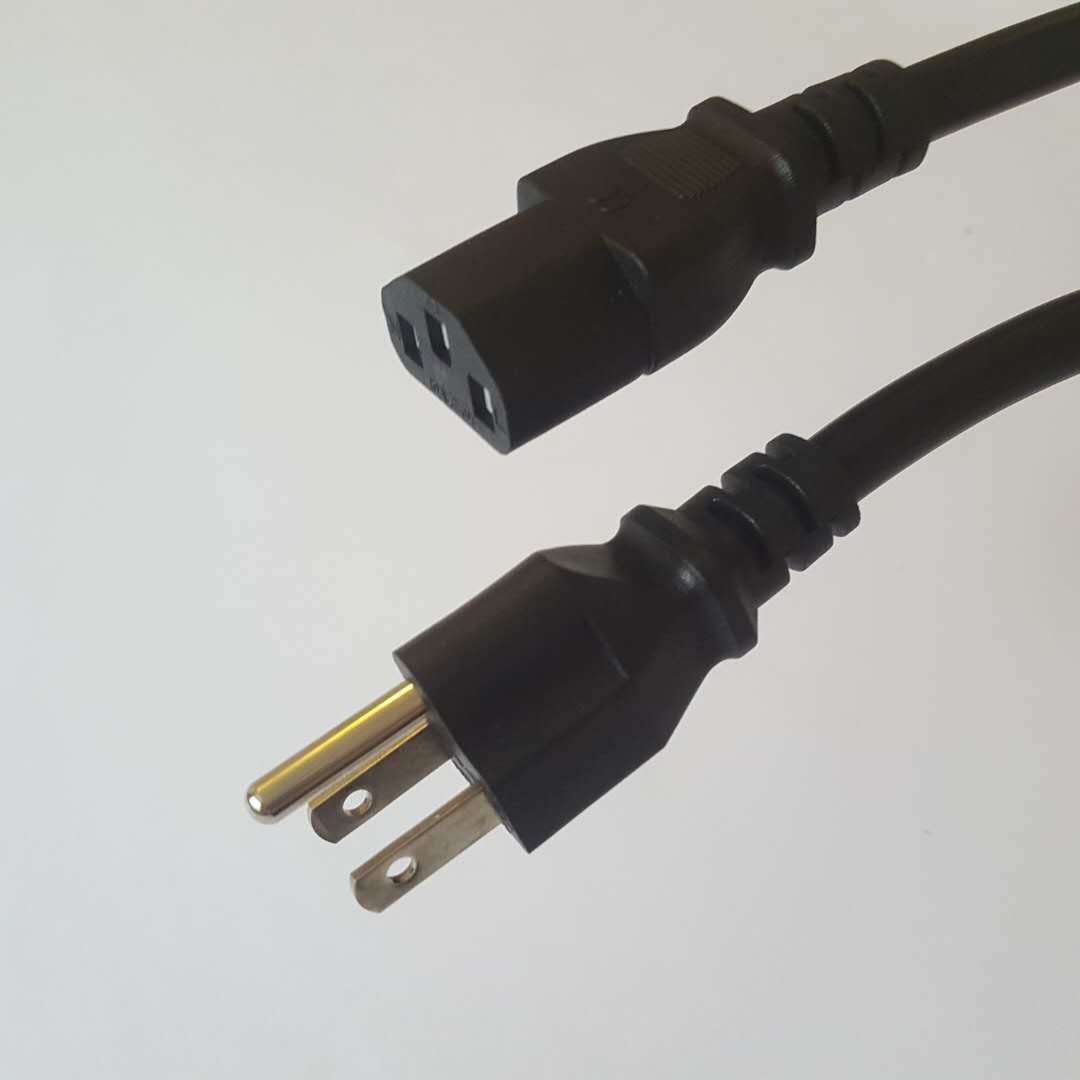 厂家直销 美规品字尾电源线 3芯插头线 全铜圆护套0.75*1.8米 现