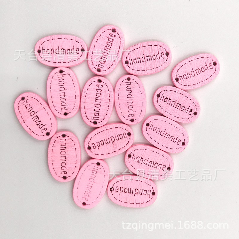 20mm color botón oval placa de madera hecho a mano láser logo decorativo hebilla 100