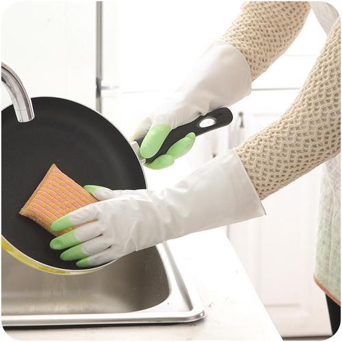 洗碗手套家务乳胶防水手套厨房洗衣刷碗清洁薄款家用耐用橡胶手套