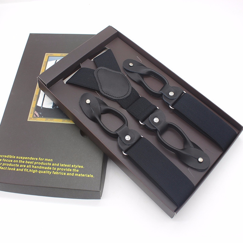 Gift Box Button Men's Strap Fashion British Style Trousers Suspender Strap Strap Strap Strap Clip Cross Border