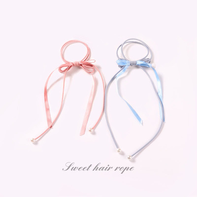 百搭韩版飘带发绳 手工蝴蝶结简约发圈 二合一扎头发橡皮筋发饰|ms