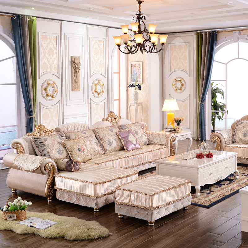 欧式布艺沙发123组合中小户型田园布艺沙发法式实木客厅古典沙发