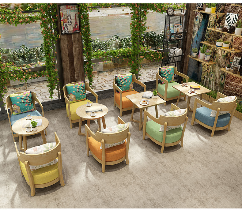 Cafe chair, casual solid wood chair, solid wood negotiation chair