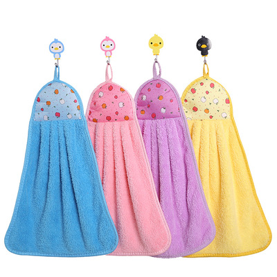 珊瑚絨加厚廚房挂式擦手巾 居家可愛創意毛巾 清潔吸水毛巾批發