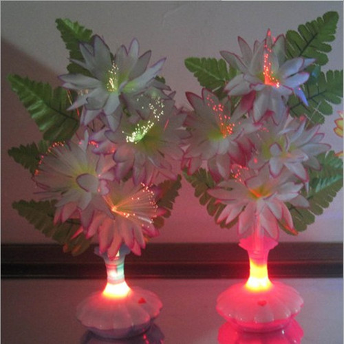 Decorative Flower Creative Gift Fiber Optic Flower Glittering Flower Rainbow Automatic Color Changing Home Decor Flower