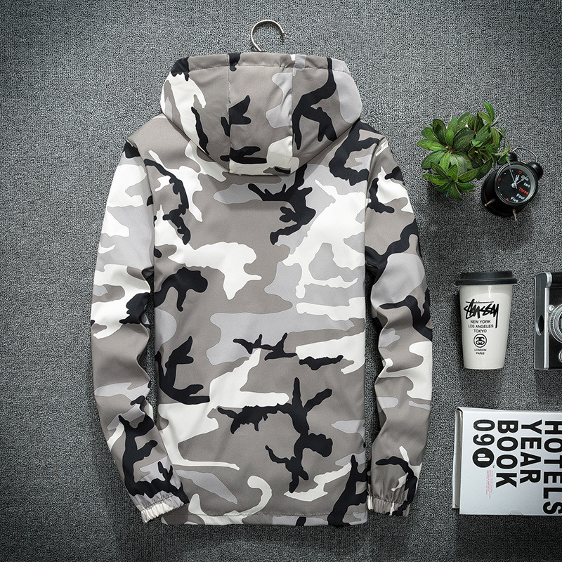 Camouflage Trench Coat New Student Couple Hooded Trench Coat In Autumn 2019