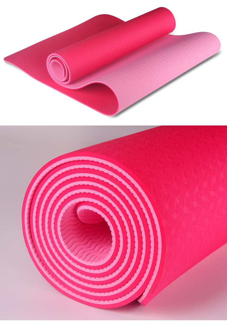 厂家直销 加厚6mm单双色无味瑜伽垫TPE 瑜珈垫健身垫可印LOGO详情37
