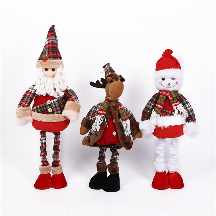 圣诞节装饰摆件圣诞节派对布置老人雪人公仔站立伸缩玩偶圣诞礼品
