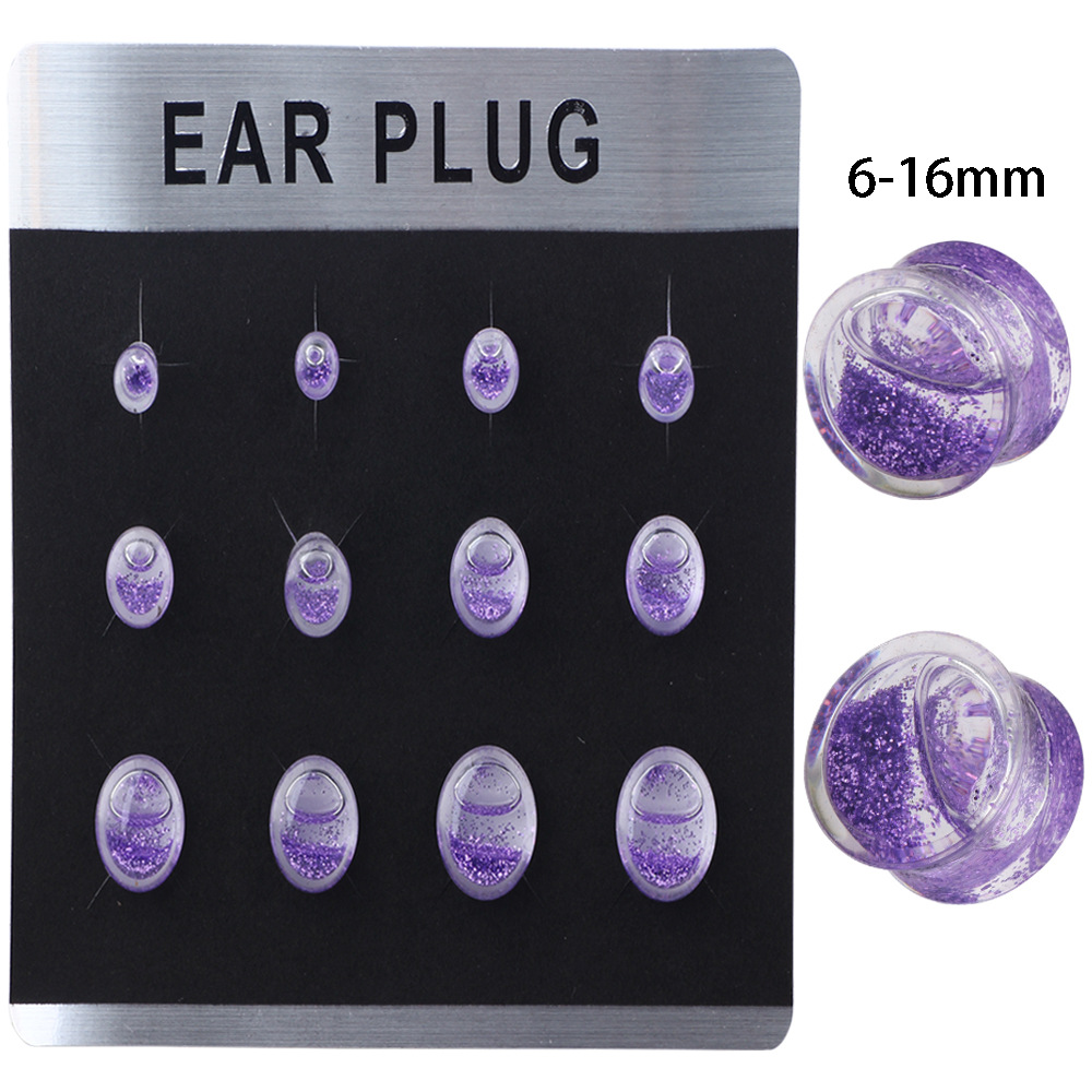 Acrylic Glow Liquid Ear Expander Stretcher 12Pcs Card Pack - Geometric Ear Gauges detail image 8