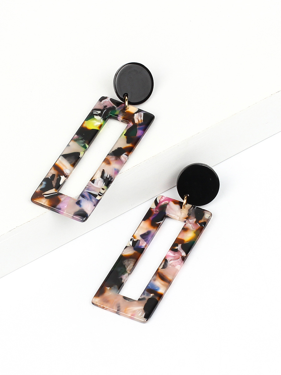 Korean Sexy Acrylic Leopard Print Amber Rectangular Hollow Pendant Earrings display picture 9