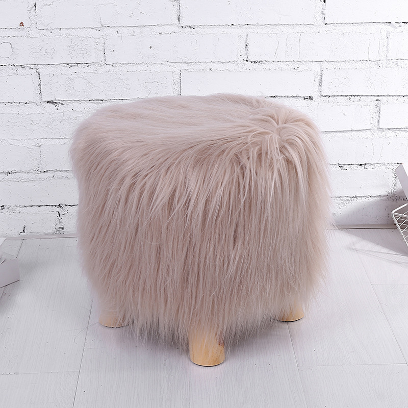 Color sólido de lana larga de madera maciza de carga taburete dormitorio sofá de madera taburete sala de estar de entrada cambio de zapatos taburete muebles simples