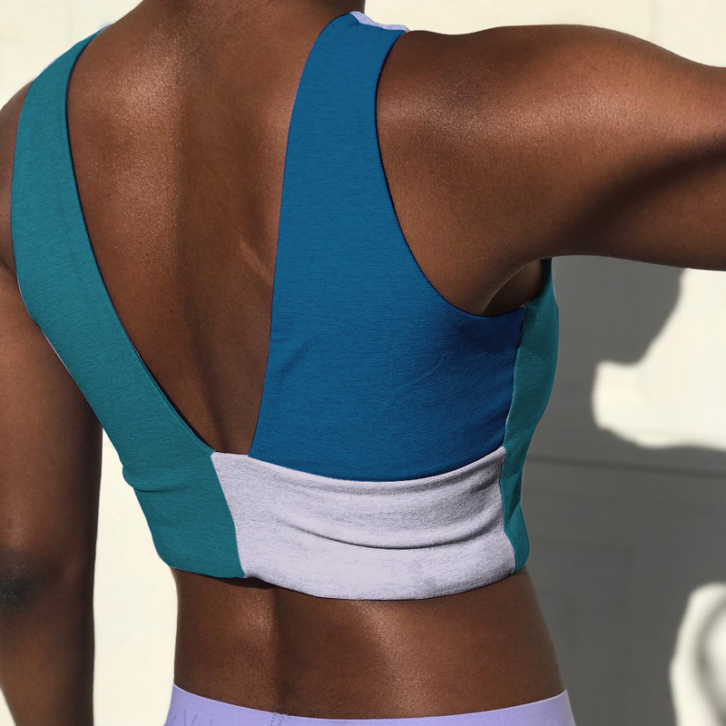 80327欧美2019夏季新款拼接运动背心健身瑜伽上衣 拼色运动背心女|ru