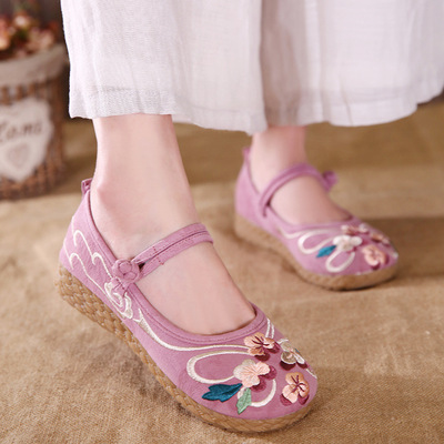 cloth shoes old Beijing folk embroidered shoes goosegrass bottom women hanfu Shoes