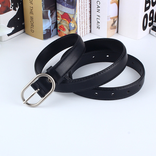 Korean style simple and versatile round buckle women's belt personalized trouser belt women's pin buckle belt factory direct supply wholesale