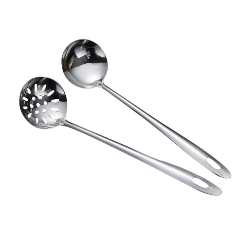 Thickened stainless steel hot pot spoon kitchen utensils soup colander can be hung large soup spoon long handle spoon soup shell soup colander
