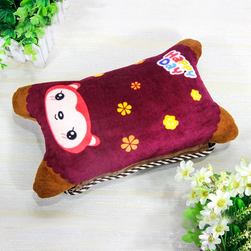 Plush water container, toy, removable cute hand warmer with zipper