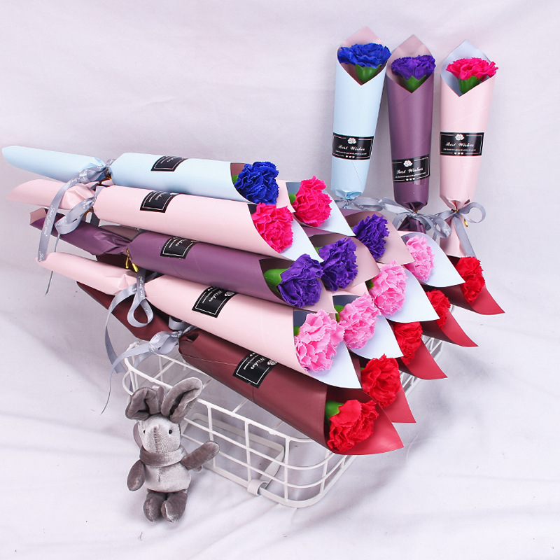 康乃馨香皂花单支混装组合图