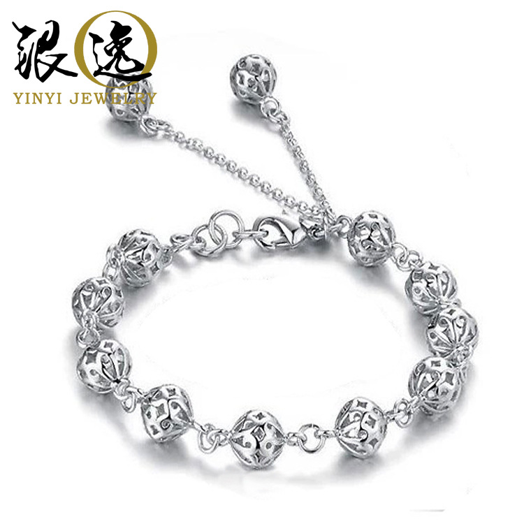 镂空玲珑 球手链 银饰品批发 多款淘宝爆款低价混批 韩版流行饰品
