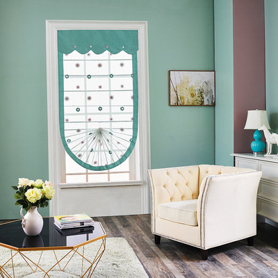 小清新客厅卧室窗帘 厂家直销现代简约扇形罗马帘 升降布百叶窗帘