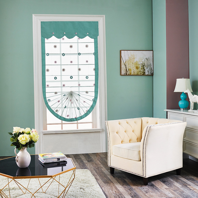 小清新客厅卧室窗帘 厂家直销现代简约扇形罗马帘 升降布百叶窗帘