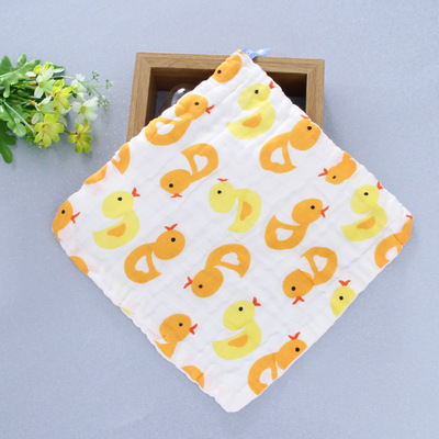 六层纯棉印花纱布方巾口水巾婴儿手帕 新生儿洗脸巾水洗纱布方巾|ms