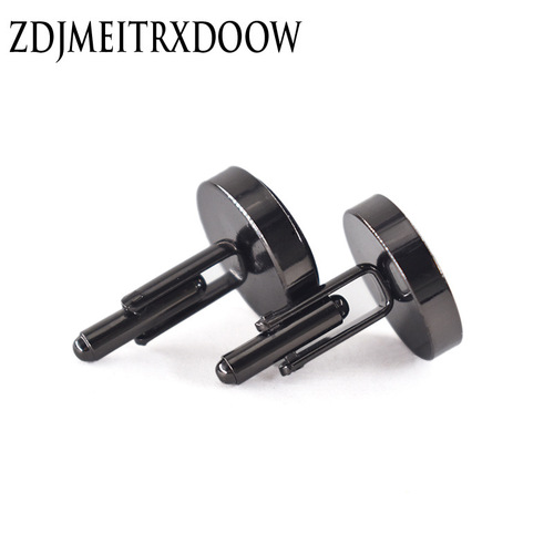 Wooden round cufflinks, high-end French-style, electroplated black, factory direct sales, accepts custom orders, 20MM