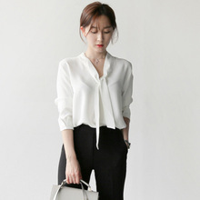 2023秋装新款白色雪纺衬衫女韩版宽松洋气时尚设计感小众上衣职业