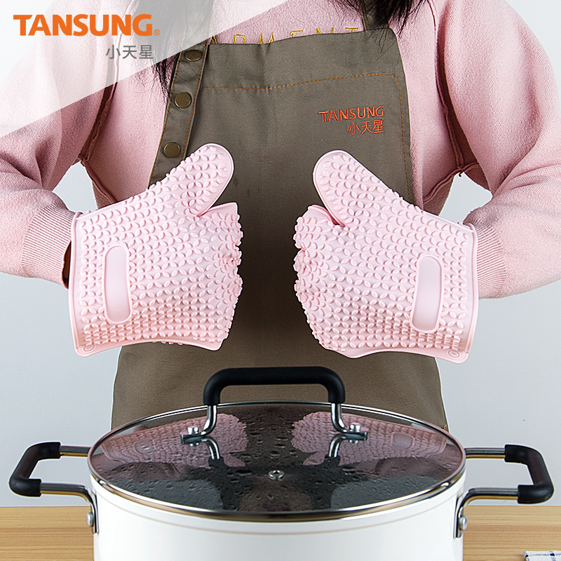 现货硅胶烘培工具 隔热硅胶手套 耐高温隔热烤箱微波炉手套批发