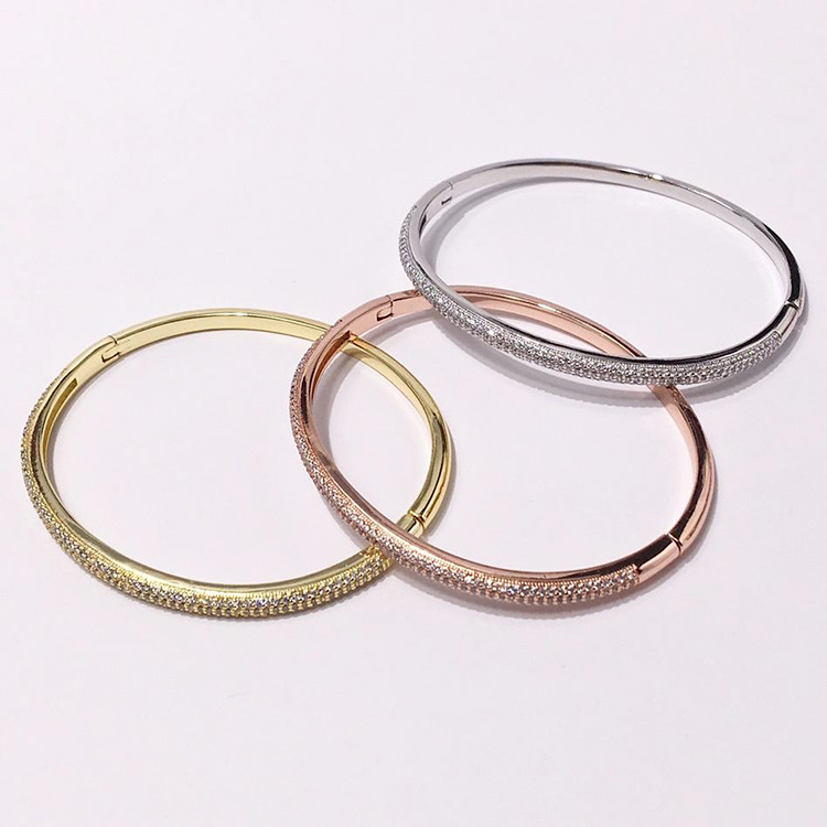 Zircon Studded Diamond Bracelet For Women Elegant Bangle Jewelry_voghion.com