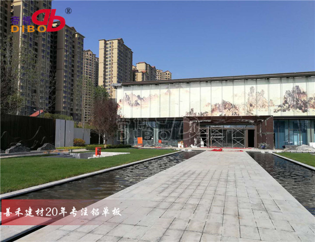 铝板uv打印3D彩绘图案 幕墙铝单板uv山水画