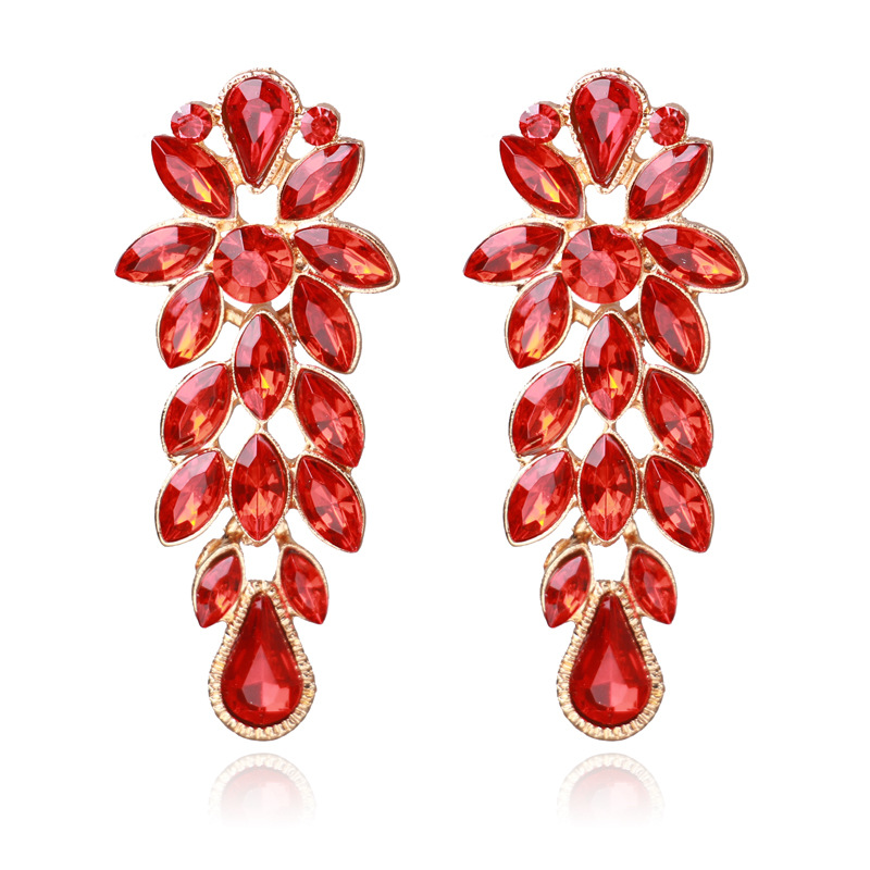 1 Pair Retro Flower Glass Plating Artificial Rhinestones Women's Earrings display picture 1