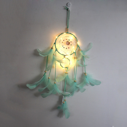 Creative night light dream catcher wall decoration pendant two-ring dream catcher simple decorative wall hanging best friend birthday gift