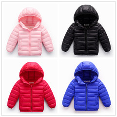 Children's clothing 2022 autumn and winter new lightweight children's cotton coat solid color hooded outerwear for middle and large children baby boys and girls
