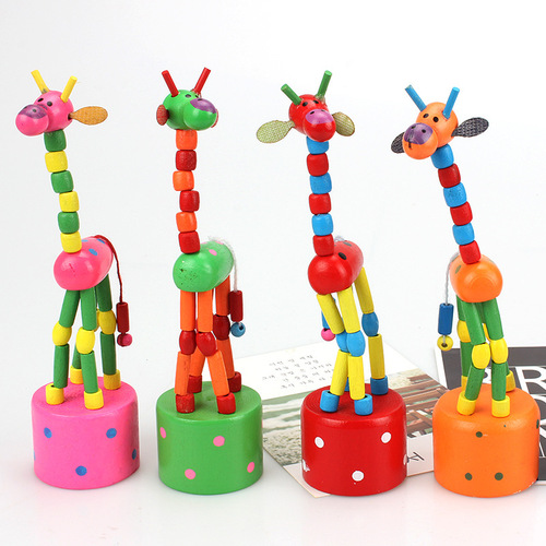 Dancing giraffe/children's cartoon toys/wooden crafts/nostalgic joint puppets