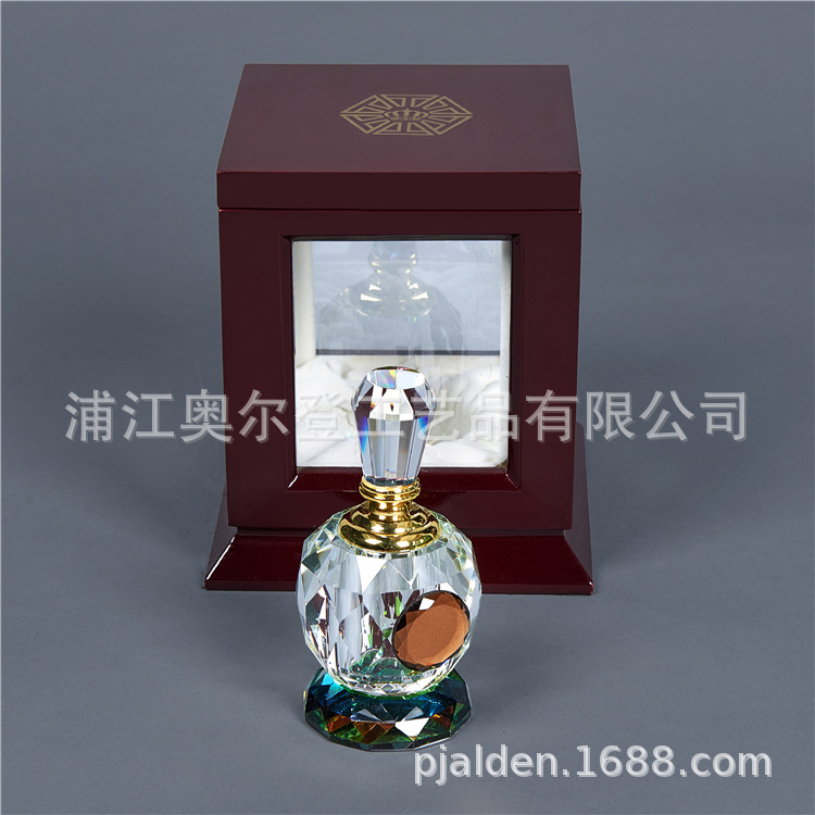 Display wooden box, transparent glass square packaging, wooden box, crystal essential oil perfume bottle, wooden box set manufacturer customization detail image 3