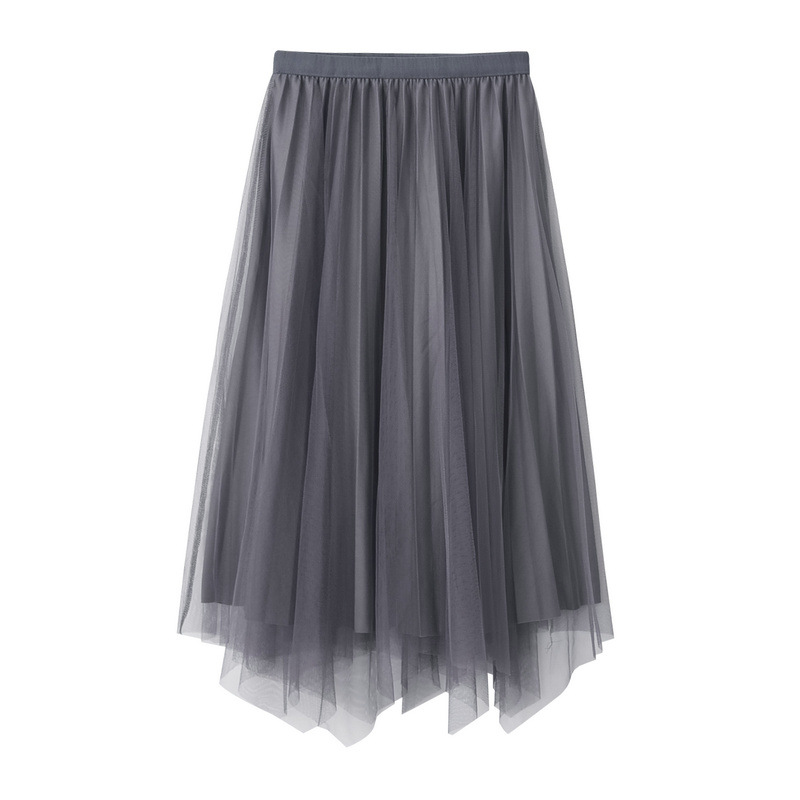 Dames rok geplooid van fluweel met mesh en goud accent_voghion.com