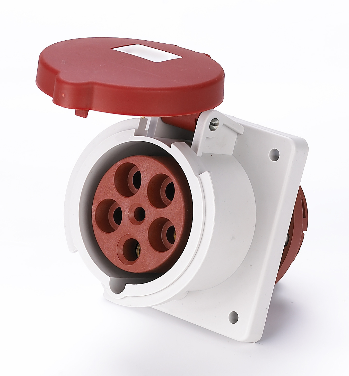 工业插座5P63A IP44 防水暗装直插插座6531 五孔暗装直座红色380v