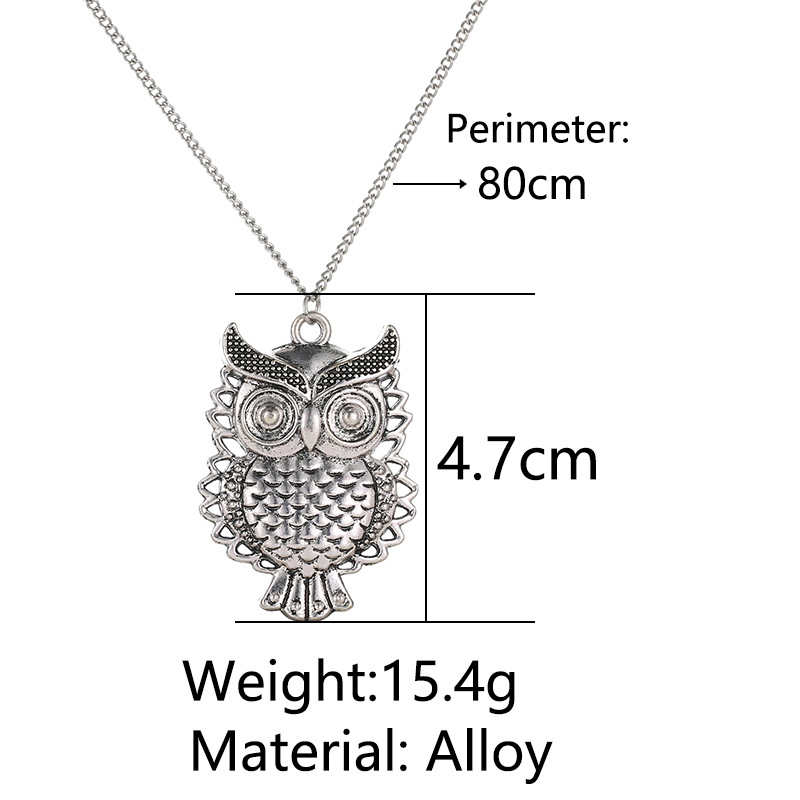 Explosion necklace long section hollow necklace female retro owl pendant necklace clavicle chain