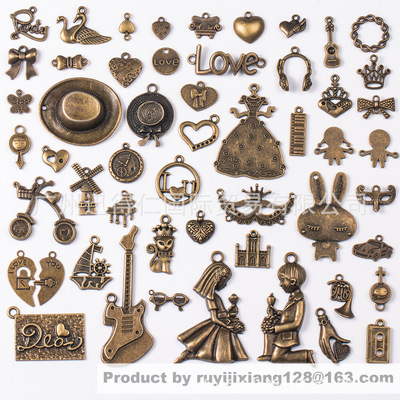 厂家现货DIY加工手工复古青铜色吊坠 zakka饰品挂件批发53款混包