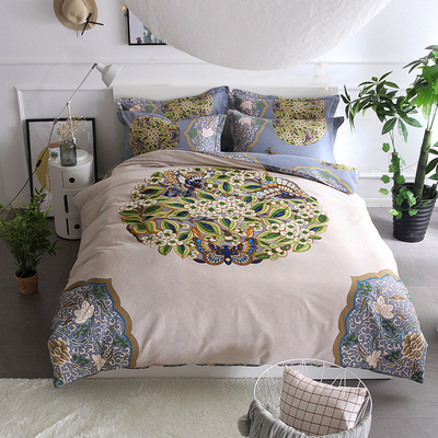 家纺秋冬加厚条格全棉生态磨毛四件套纯棉磨毛床上4件套被套床单